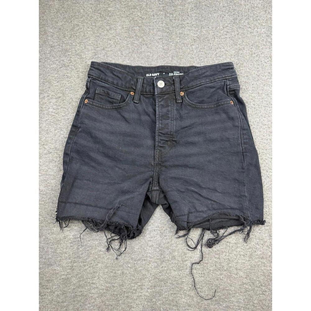 Old Navy Black Denim Shorts with Frayed Hem Size 4